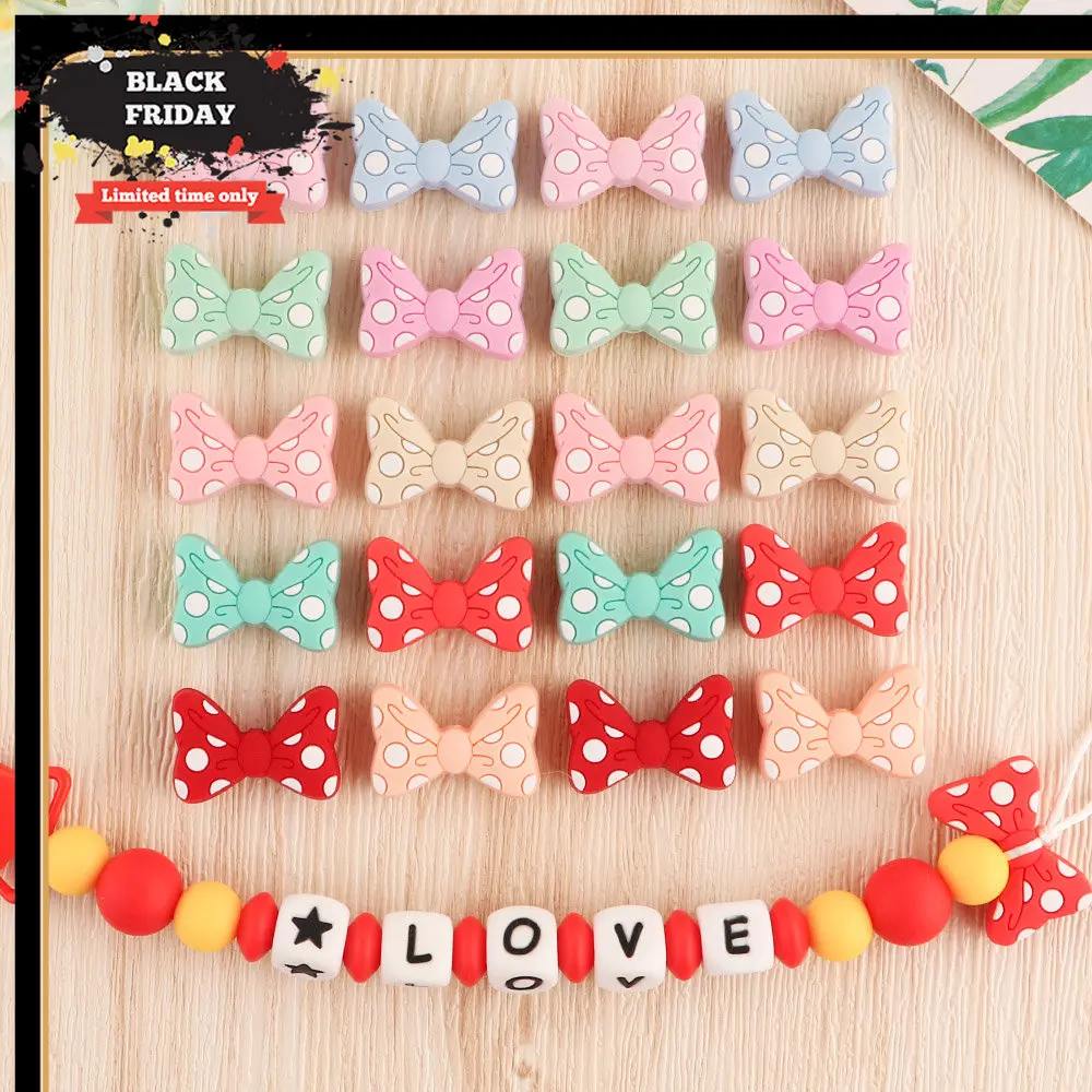 

10 шт., силиконовые бусины-банты для зубов