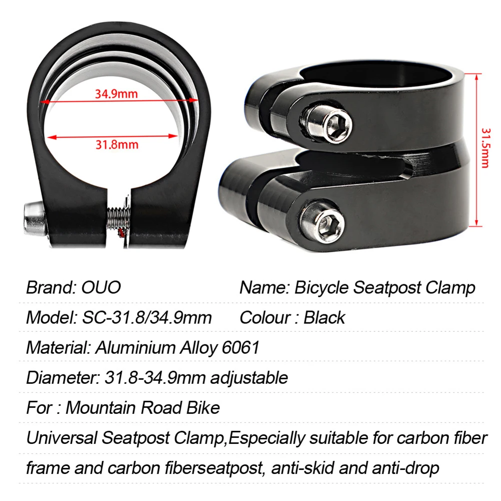 

Durable High Quality Seatpost Clamp Double Fixation Practical Replacement Seatpost Clamps Aluminum Alloy Double Bolt