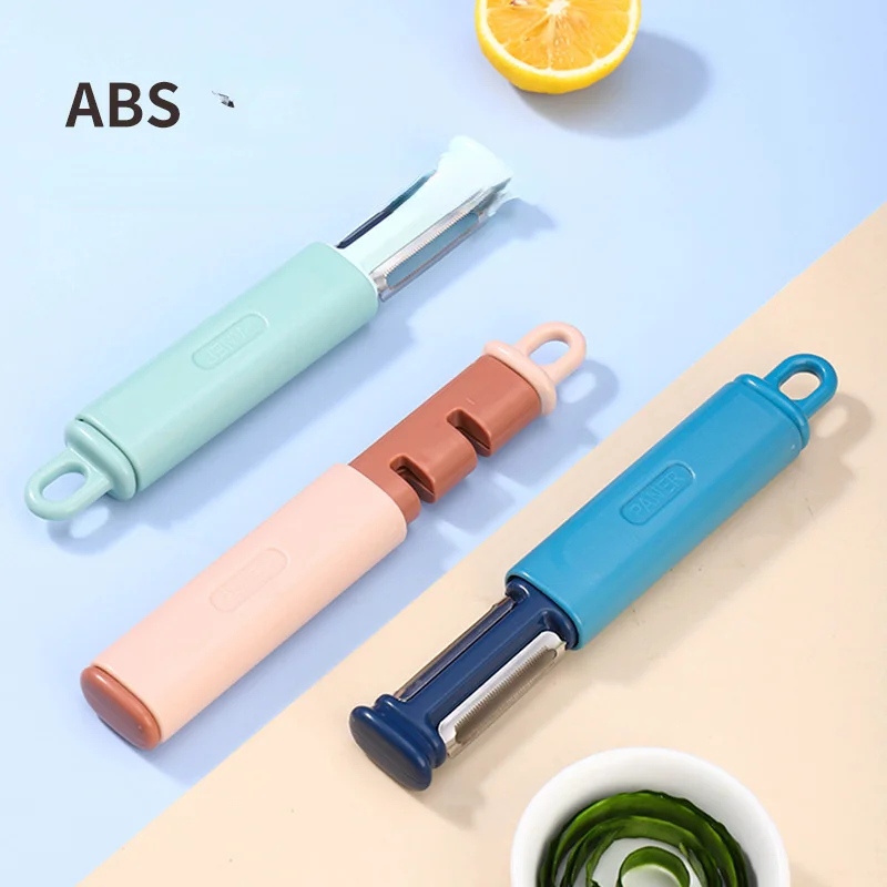 

2 In 1 Peeling Scraper Kitchen Multi-functional Grindable Scissors Sharpener Stainless Steel Multi-functional Shredding Peeler