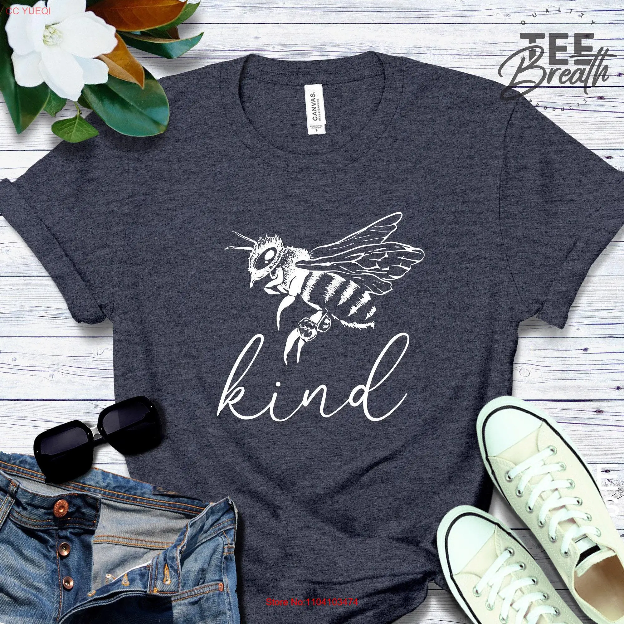 Футболка Be Kind милая с длинным или коротким рукавом изображением пчелы и