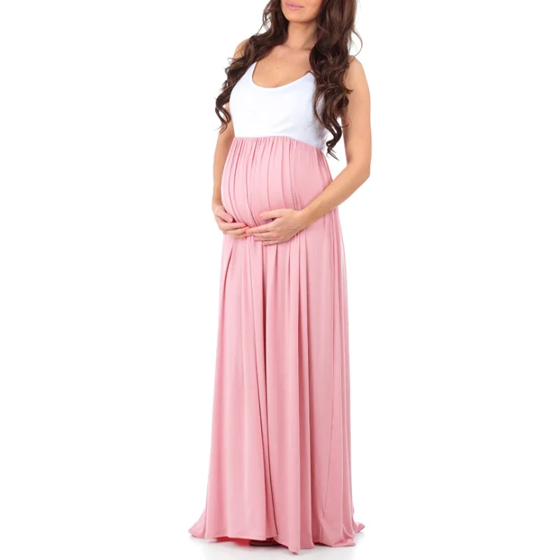 Sleeveless Dress for Pregnant Women Summer Comfortable Elastic Meternity Dress Pregnancy Long Dresses