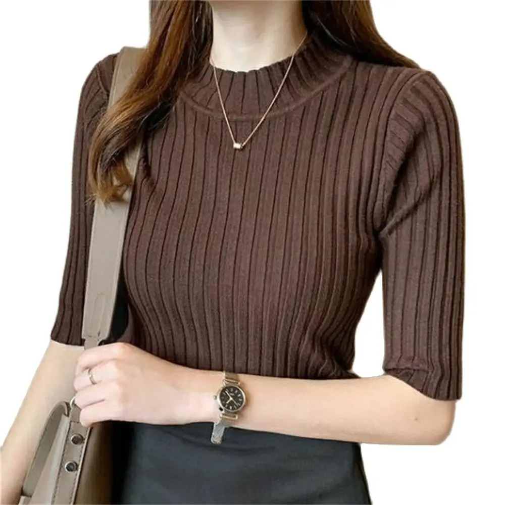 Трикотажная футболка Женские базовые футболки с коротким рукавом Женская