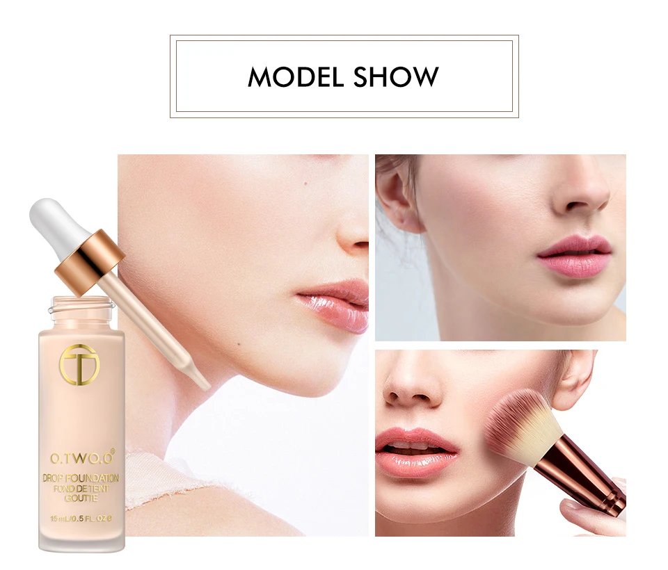 

O.TWO.O Liquid Foundation Professional Makeup Base Oil Free Full Coverage Concealer Long Lasting Liquid Foundation Cosmetics