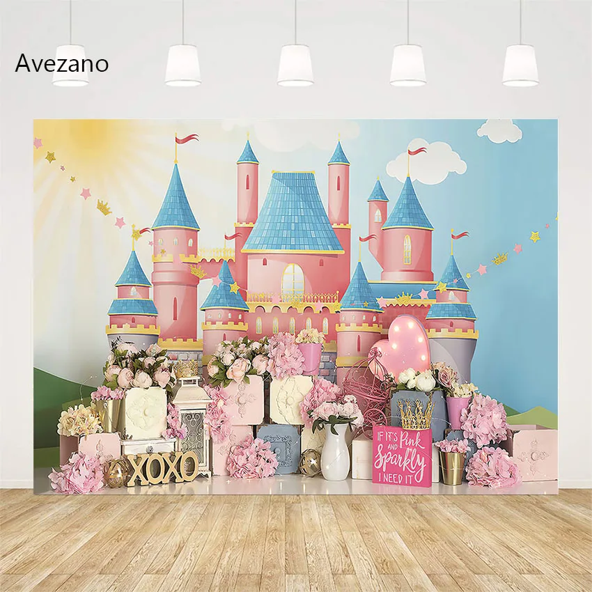 

Avezano фоны для фотосъемки Розовый Замок принцессы день рождения цветочный новорожденный портрет Декор Фон для фотостудии реквизит