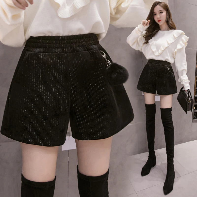 Cheap wholesale 2021 autumn winter new fashion casual cute sexy women shorts outerwear woman female OL wide leg high waist  girl