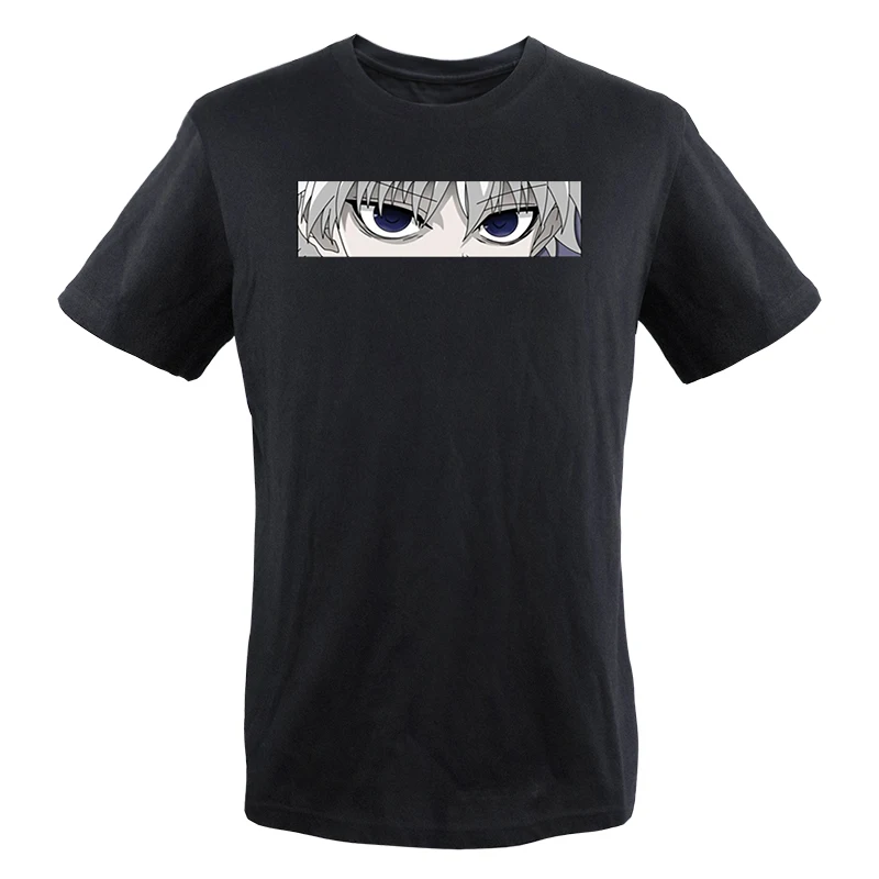 

Hunter X Hunter Summer Mens T Shirts Japan Anime Killua Zoldyck Eyes Graphic Tops Tees 100% Cotton Tees Breathable Clothes