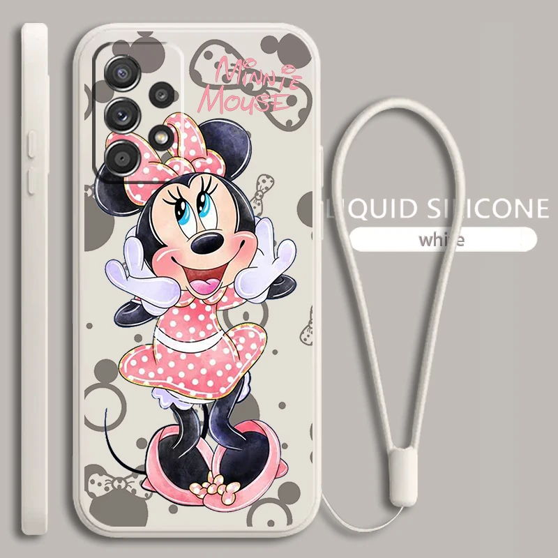 

Mickey Minnie Love For Samsung Galaxy A73 A54 A53 A33 A52 A32 A22 A71 A51 A21S A03S 4G 5G Liquid Rope Phone Case Coque Capa