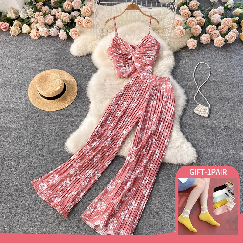 Женские богемные топы и брюки с широкими штанинами модная пикантная Женская