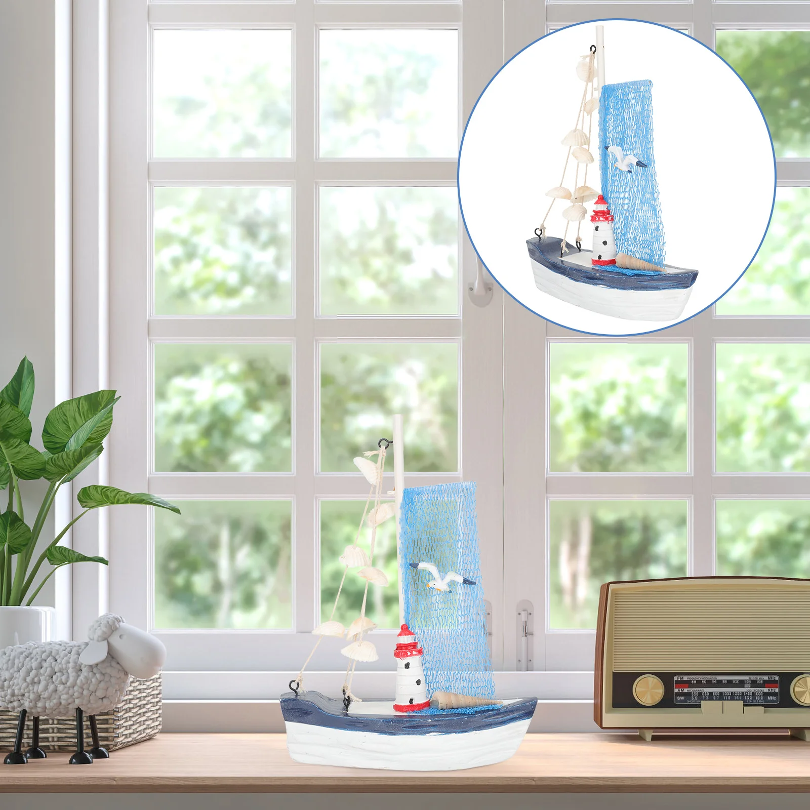 

Sailboat Nautical Ship Model Decor Boat Wooden Sailing Ornament Statue Figurine Beach Mediterranean Coastal Wood Decoration