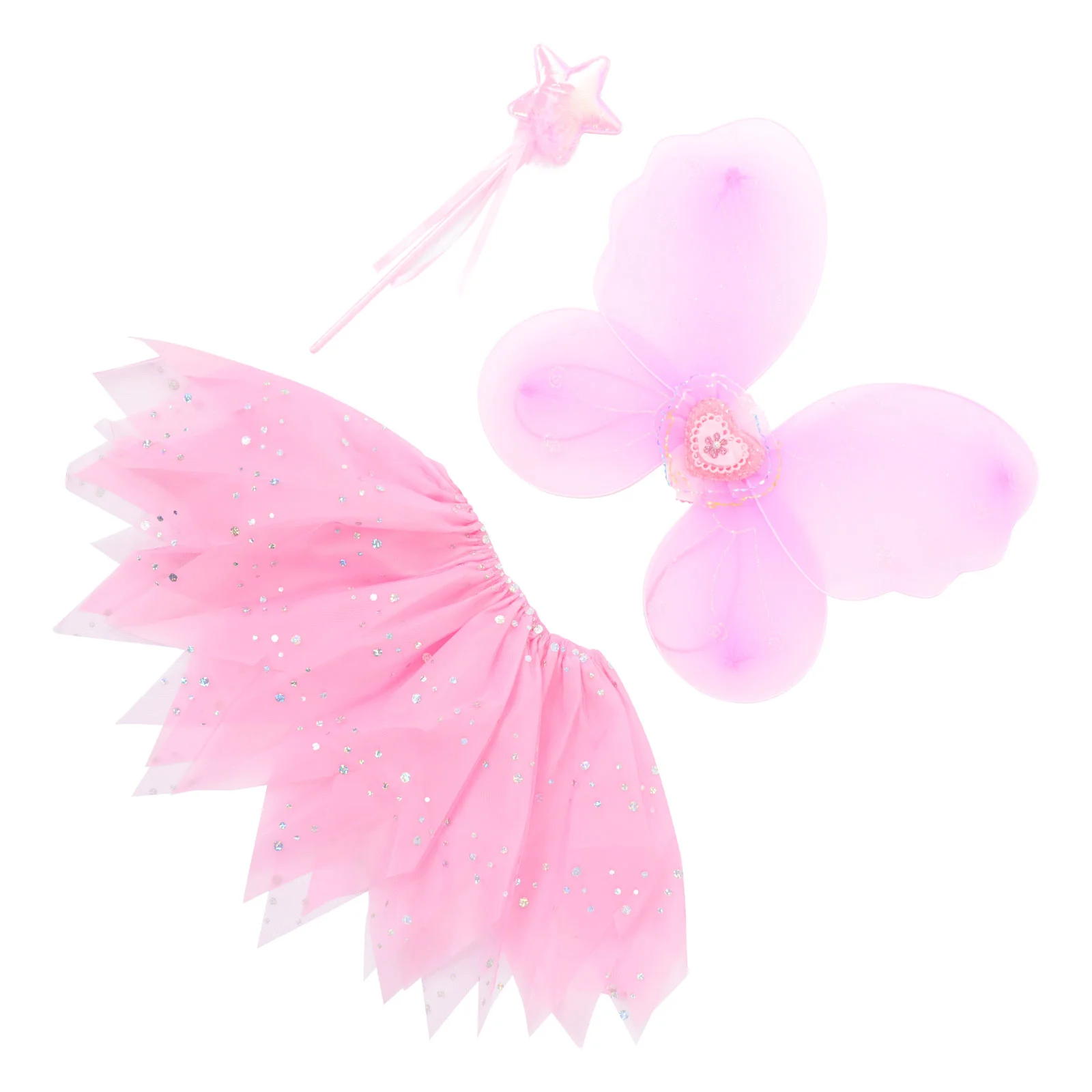 

1 Set Girl Bubble Skirt Beautiful Tutu Skirt Butterflies Fairy Wands Kids Costume