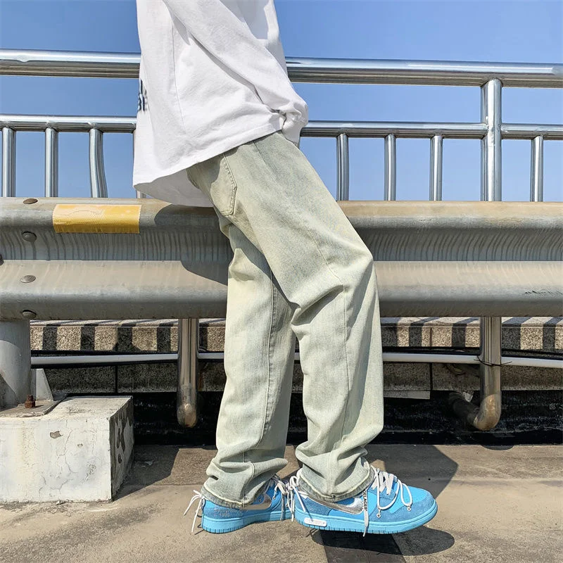 Retro Baggy Jeans Men Fashion Casual Straight Jeans Men Streetwear Loose Hip Hop Wide Legs Denim Pants Mens Trousers M-3XL