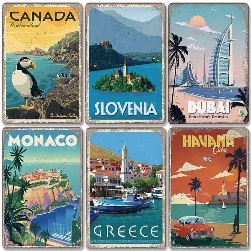 Винтажный столичный городской пейзаж жестяная вывеска металлическая пластина