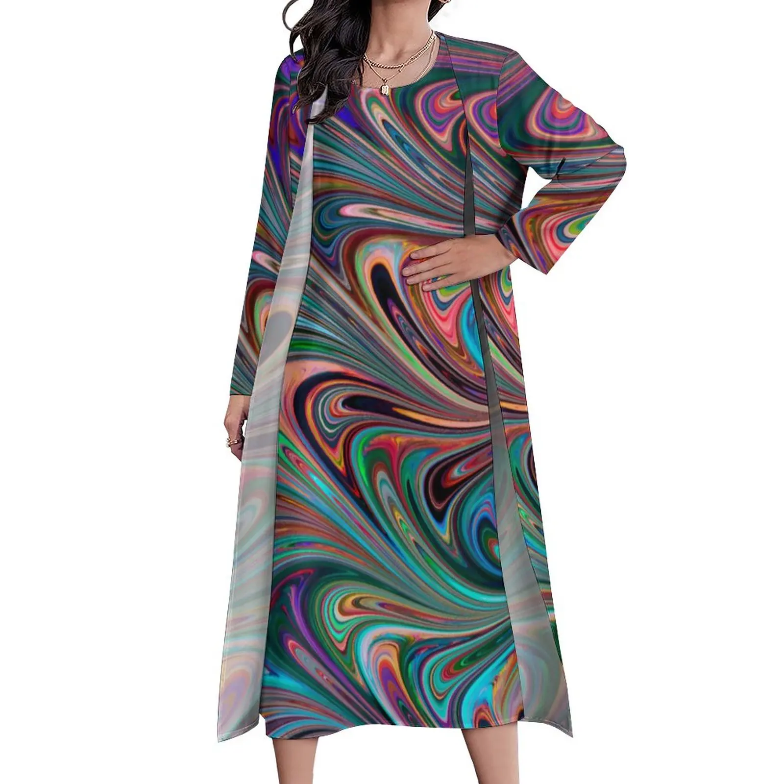 

Платье-макси с цветочным принтом, в стиле бохо