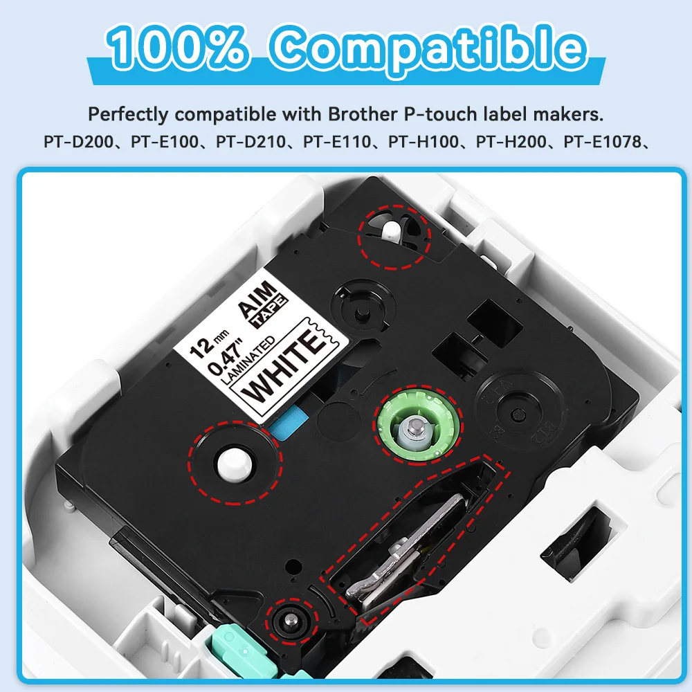 Лента 6/9/12/18/24 мм для Brother 12 совместимая лента этикеток tze tze231 221 принтера Ptouch PTH110 H107