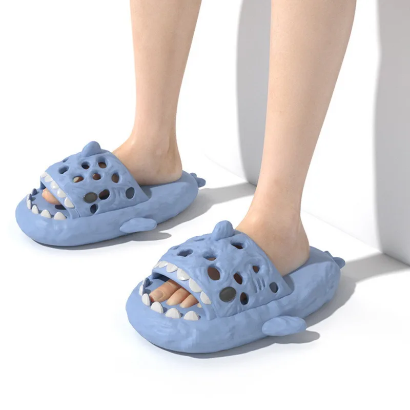 

4cm Soft Women Man Shark Slippers Summer Beach Flip Flops Non-Slip Cute Couple Outdoor Cool Indoor Household Funny Shark Slides