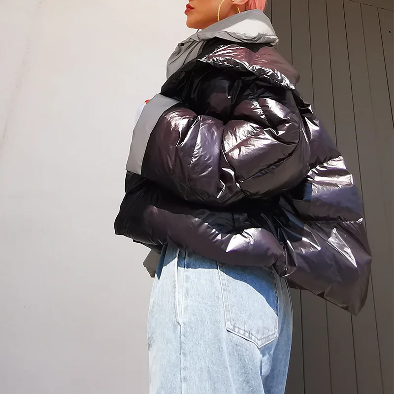 Loose Down Jacket  for Women 2022 Winter New Fashion Temperament Casual Lapel Contrast Stitching Short Coat for Women