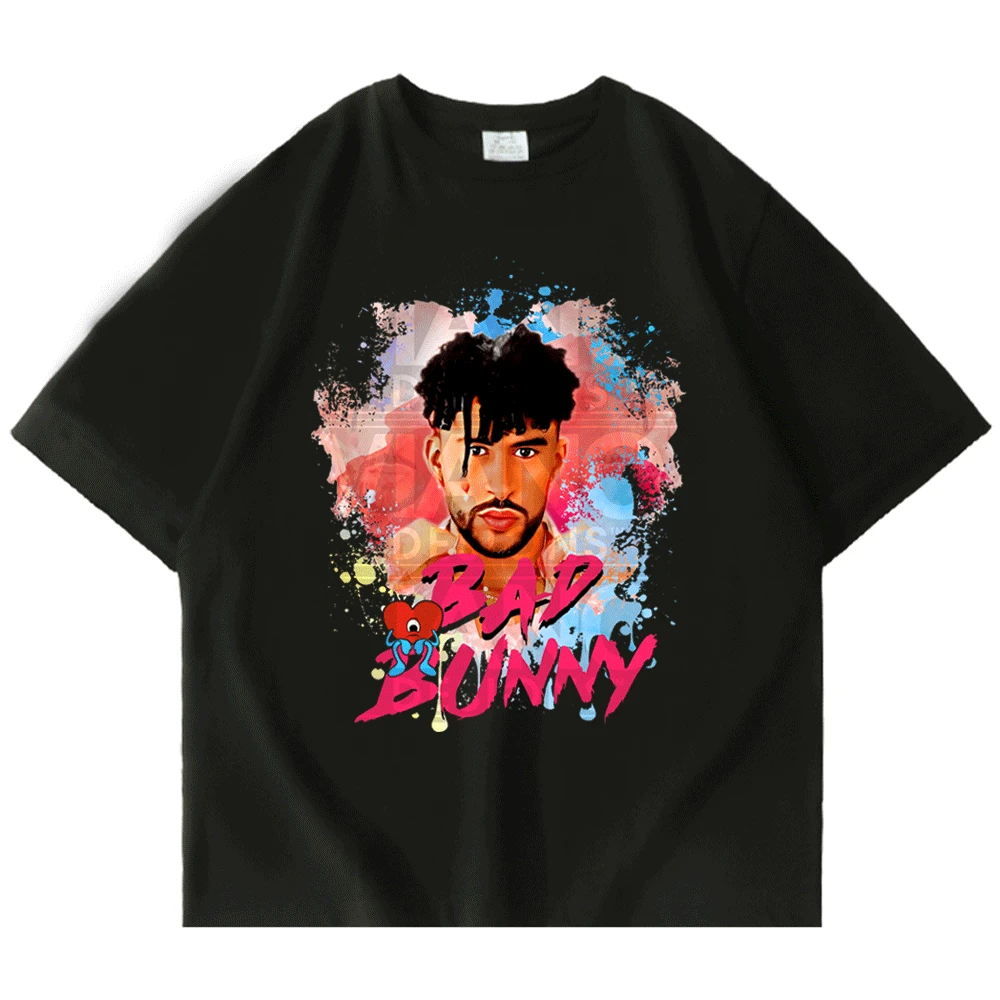 

Bad Bunny T Shirt Double-sided Graphic Print Tshirt 90s Vintage Hip Hop Summer Short Sleeve Tees Oversized Casual T-Shirts Tops