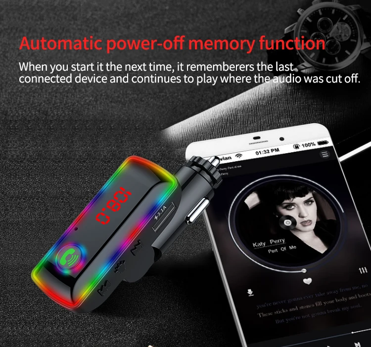 Автомобильный FM-передатчик Bluetooth 5 0 с двумя USB-портами и поддержкой быстрой