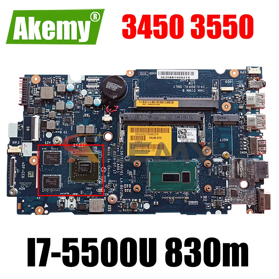 

For DELL Latitude 3450 3550 Laptop Motherboard ZAL50 51 60 61 LA-B072P I7-5500U 830m 2GB CN-0YG5J7 YG5J7 Mainboard 100%Tested