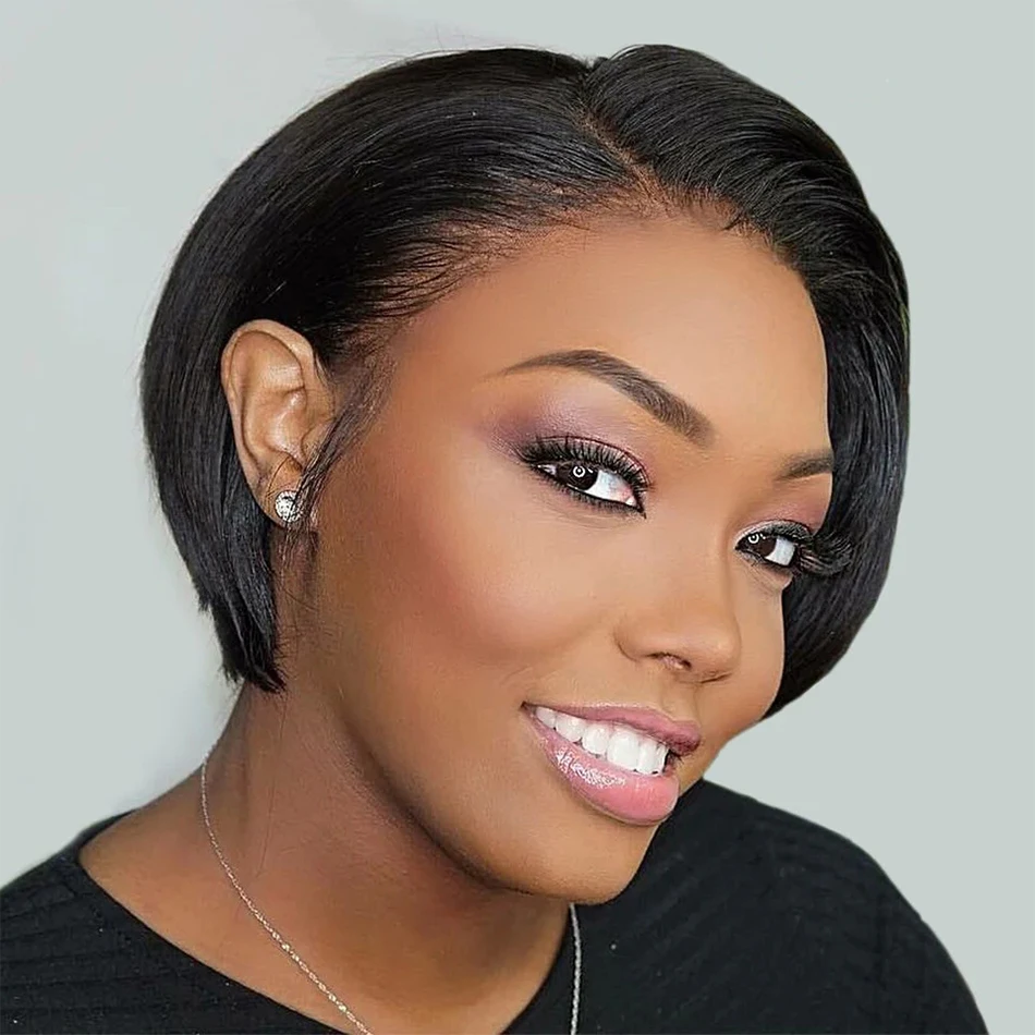 

Straight Pixie Cut Wig L Part Lace Front Human Hair Wigs Preplucked for Black Women Brazilian Bob Wig Transparent Lace Wigs
