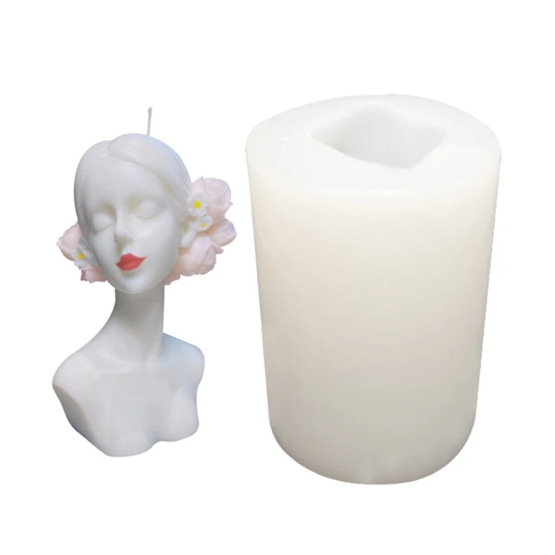 

Eyes Closed Girl Clay Candle Mold DIY Handmade Europe Style Home Decor Elegant Woman Plaster Mould Fragrance Molds