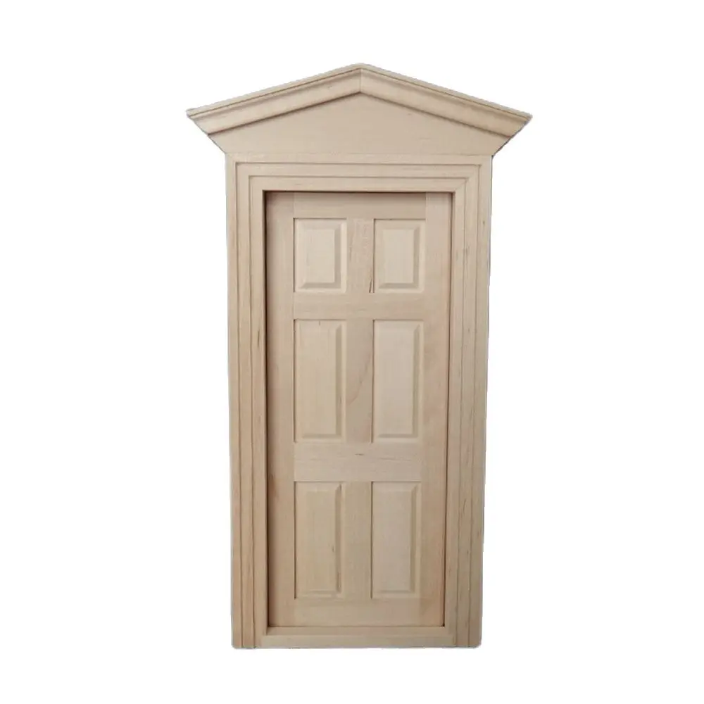 

1/12 Scale Miniatures European Door with Triangular Spire For DIY Miniature Building Kit Decoration Ornament