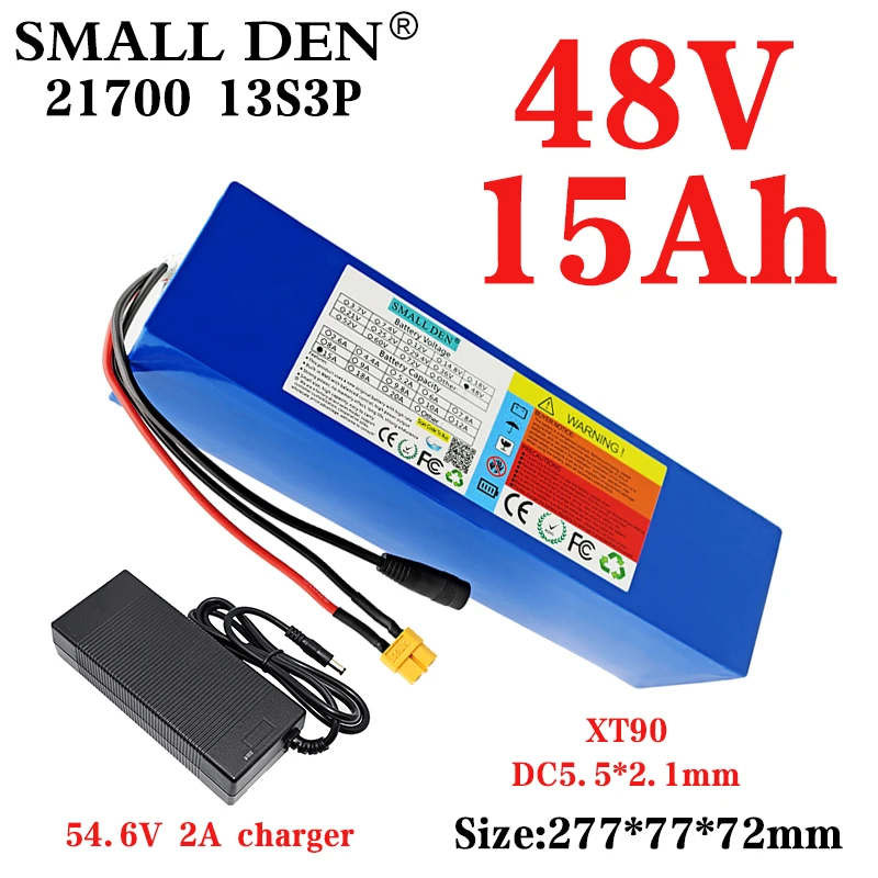 

Литий-ионный аккумулятор для электровелосипеда, 48 В, 15 Ач, 21700 13S3P, 1000 мАч, 54,6 Вт