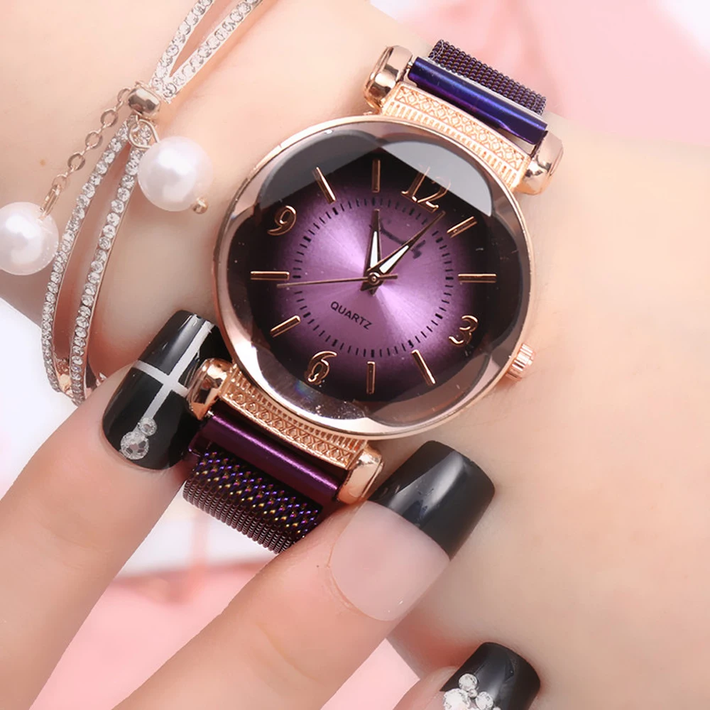 

Women Watch Fashion Wild New Watch Milan Magnet Buckle Luxury Fashion Ladies Geometric Roman Numeral Quartz Movement Watch