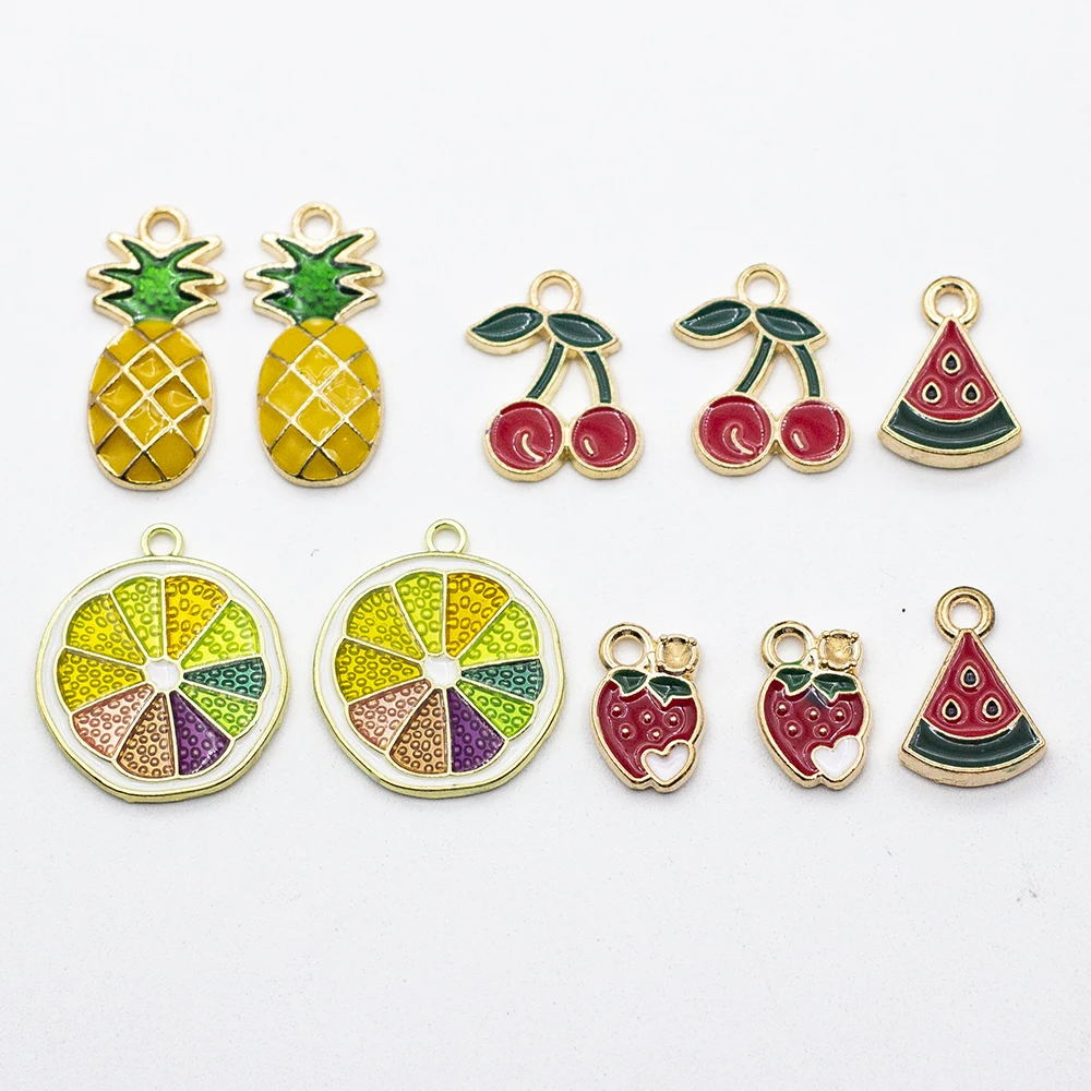 

20PC/lot Pineapple cherry sea shell Pendant charm wine bottle beer DIY charms Fit For Magnetic Floating Locket Bracelet Necklace