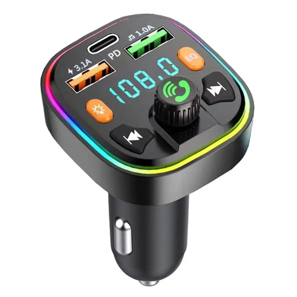 

FM Transmitter FM Modulator C-type 3.1A USB Fast Charging Car Charger Hands-free Bluetooth 5.0 Car Kit MP3 Player