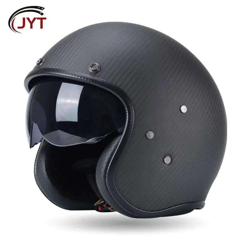 

JYT Череп Открытый Шлем Углеродное Волокно 3/4 Мотоциклетные Шлемы Четыре сезона Универсальный 3K Ультра Легкий Карбоновый Корпус Безопасность
