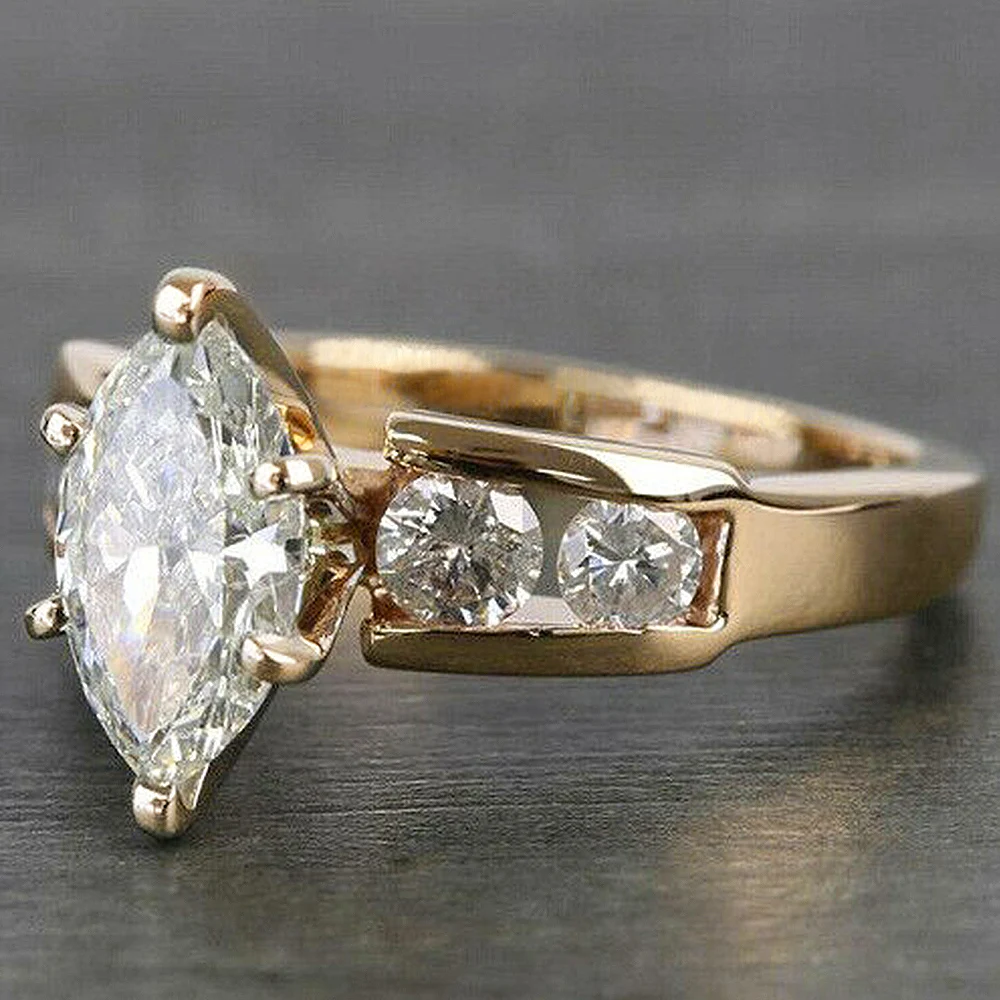 

CAOSHI Delicate Fashion Marquise Cut Ring Female Engagement Accessories Trendy Jewelry for Wedding Ceremony Temperament Gift