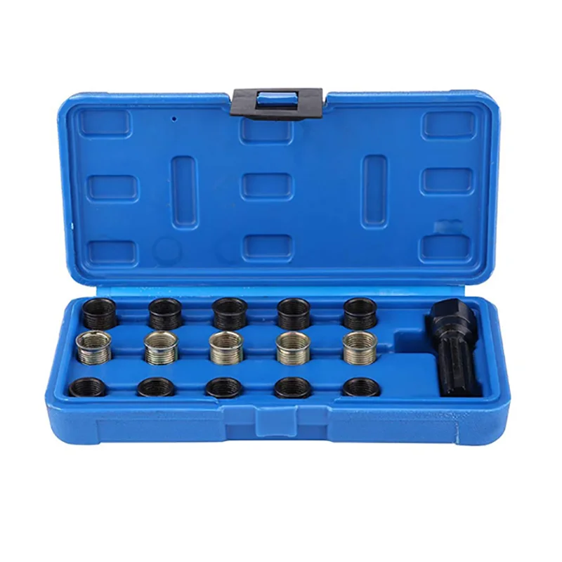 

16pcs 14mm Spark Plug Rethread Kit Reamer Tap Thread Repair M14x1.25 Cylinder Head Helicoil For Repairing Car Tools Vehicle Auto