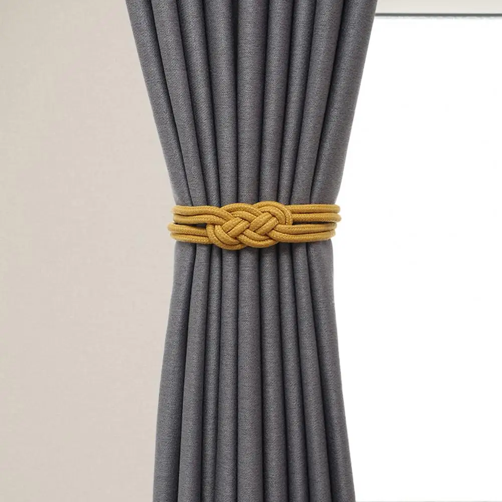 

2Pcs Curtain Tieback Rustproof No Drilling Cotton Rope Hand Woven Curtain Buckle Clip for Home