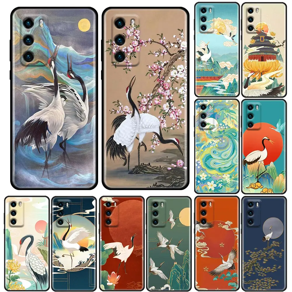 

Funda Case For HUAWEI P50 P40 P30 P20 P10 P9 P8 Plus MATE 30 20 20X 10 9 8 Pro Lite Case Capa Para Ldle Clouds And Wild Cranes