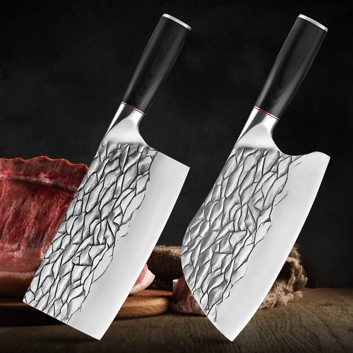 

7.8inch Professional Hand Forged Chef Knife Japanese Santoku Kitchen Knives Multifunction Fruit Vegetable Knife Cleaver
