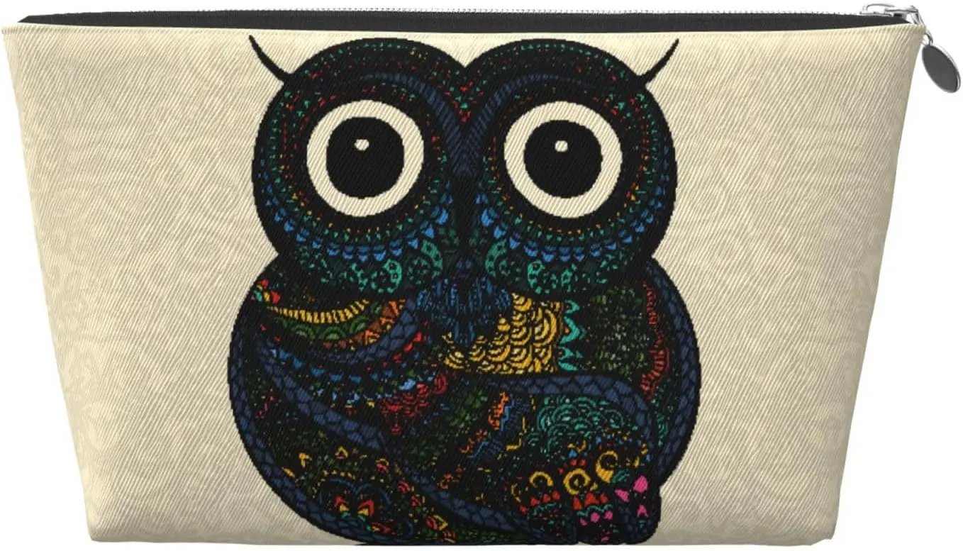 Сова с мандалой косметичка женские дорожные туалетные принадлежности кожаная