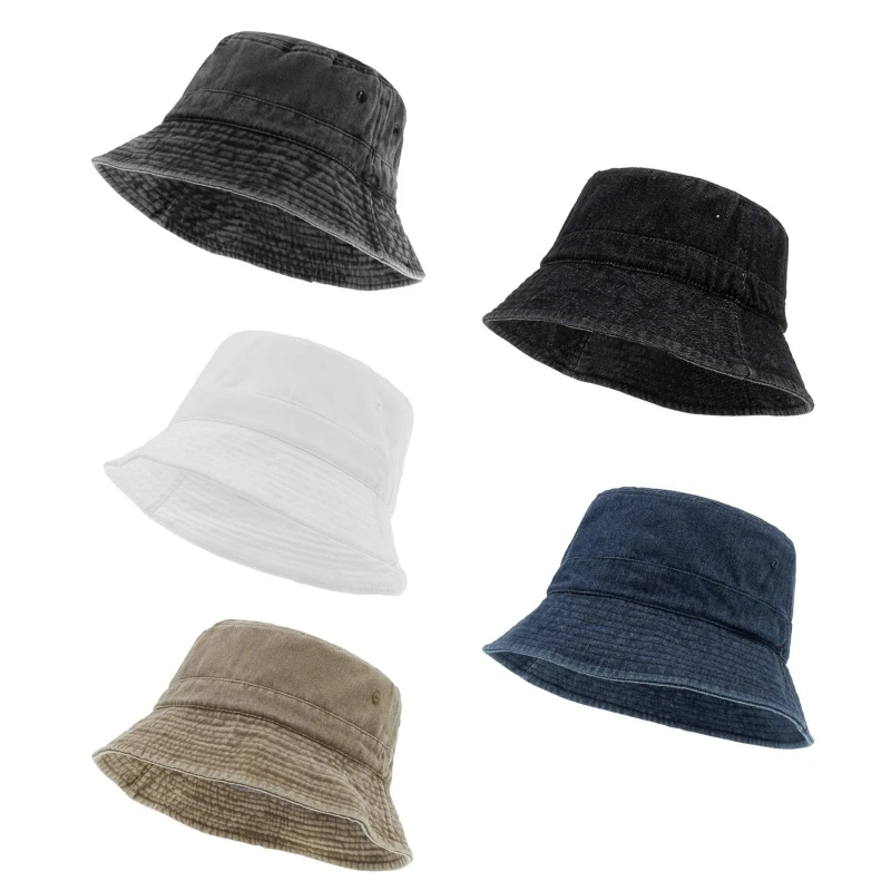 

Unisex Cotton Bucket Hats Summer Sunscreen Panama Hat Solid Color Sunbonnet Fedoras Outdoor Fisherman Beach Cap N1HB