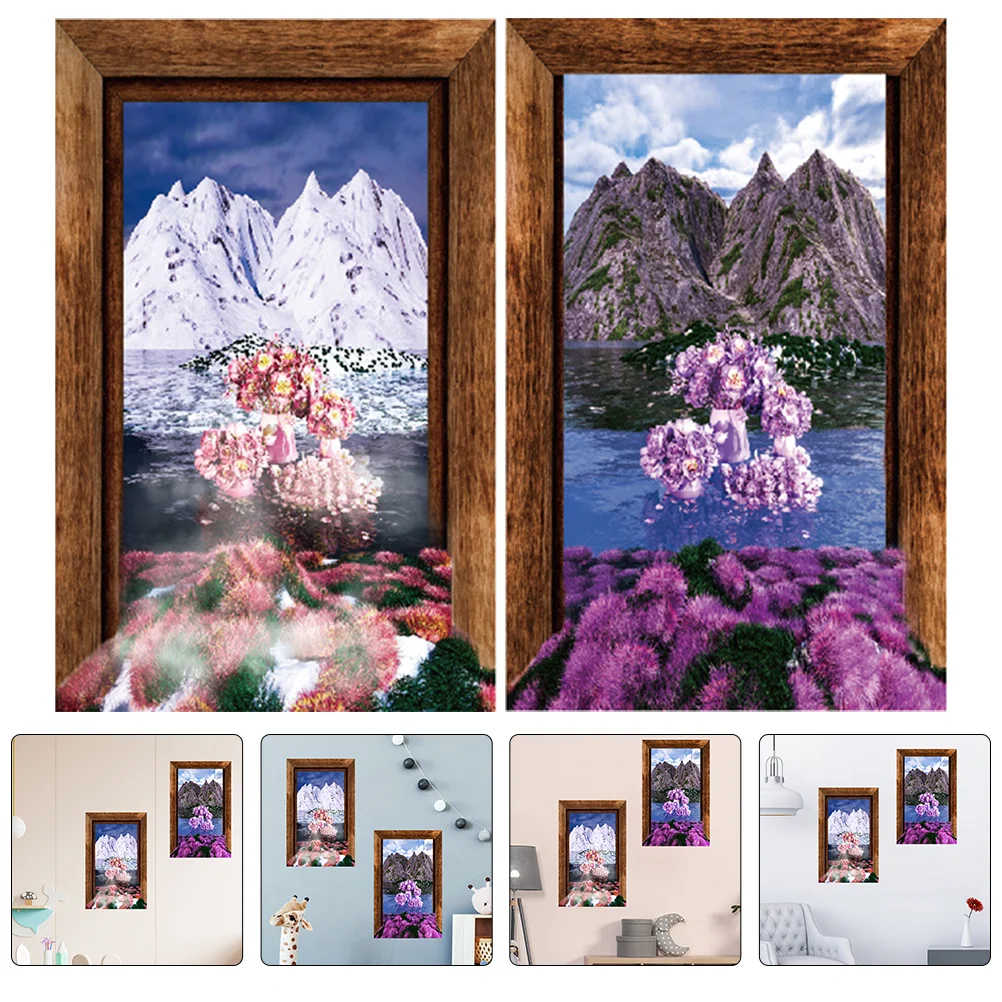 

Wall Sticker Stickers Window Landscape 3D Decals Scenery Decor Windows Fake Western Decal Faux Decorative Nature Background