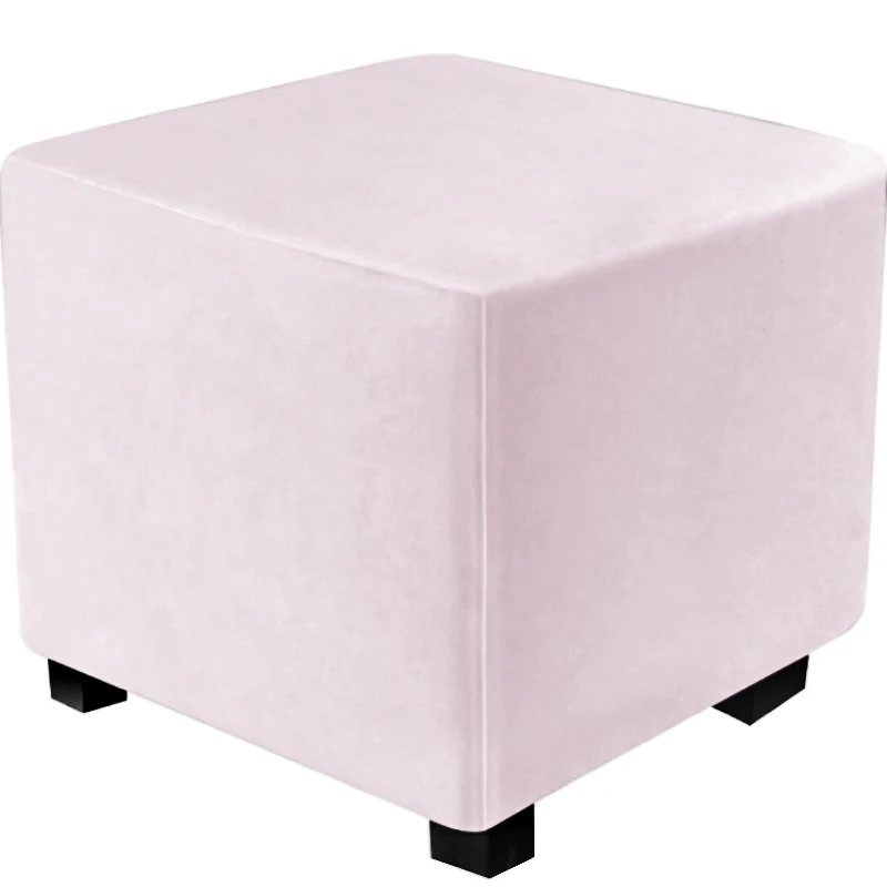 Velvet Square Chair Cover Elastic All-inclusive Footstool Cover 360 Degree Ottoman Cover Protector for Living Room Slipcover images - 6