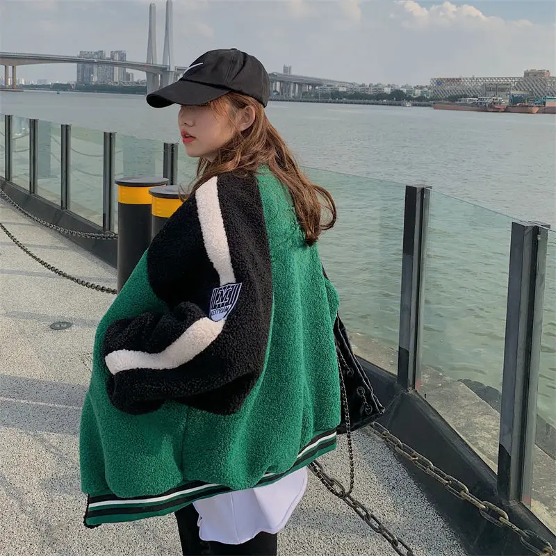 Куртка-бомбер женская оверсайз в стиле хип-хоп на молнии | Куртки