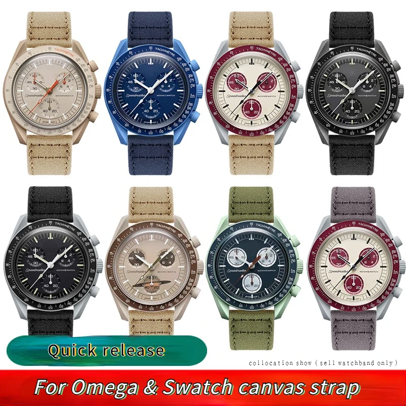 

6 color 20mm Quick Release Nylon watchBand for Omega Swatch Moon Planet Series Weave Soft Canvas Strap Women Men Sport Wristband