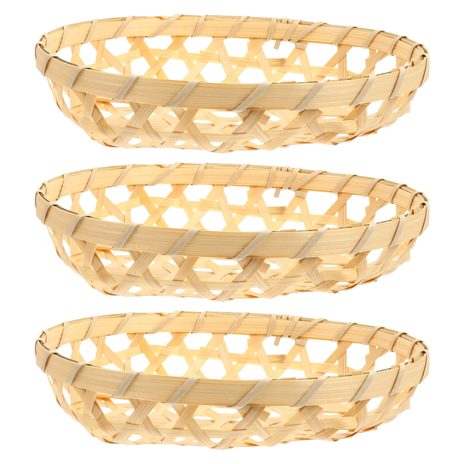 

3pcs Woven Storage Basket Portable Bamboo Basket Vegetable Basket Snack Baskets