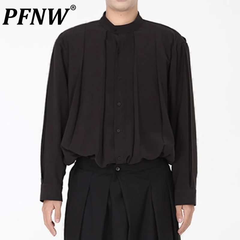 

PFNW Summer Men's Darkwear Pleated Shirts Long Sleeve Handsome High Street Pioneer Versatile Functional Avant-garde Tops 12A9876