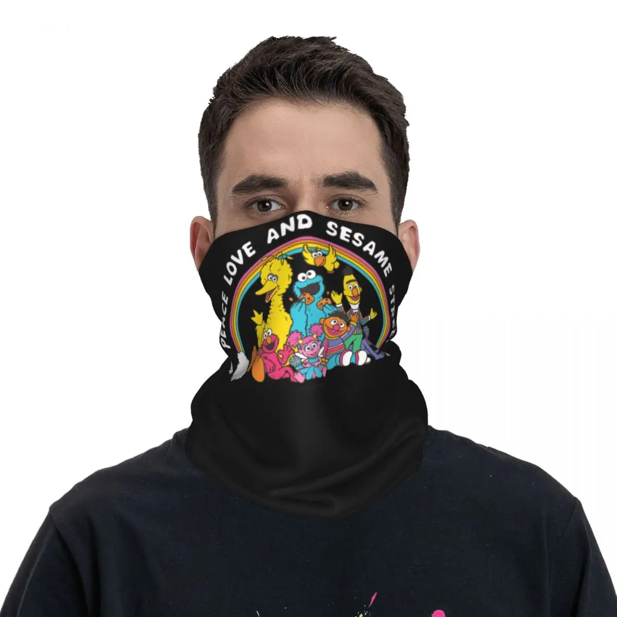 

Peace Love And Sesame Street Bandana Neck Gaiter Printed Sesamestreet Sesames Face Scarf Multi-use Face Mask
