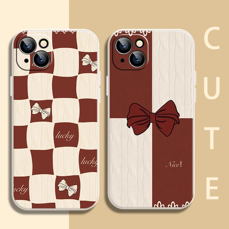 

Red White Bow Phone Case For iPhone 12 13 11 Pro 6 7 8 12 Mini XR X XS 12 Pro MAX SE 2020 13 Pro Protective Case Carcasa Coque