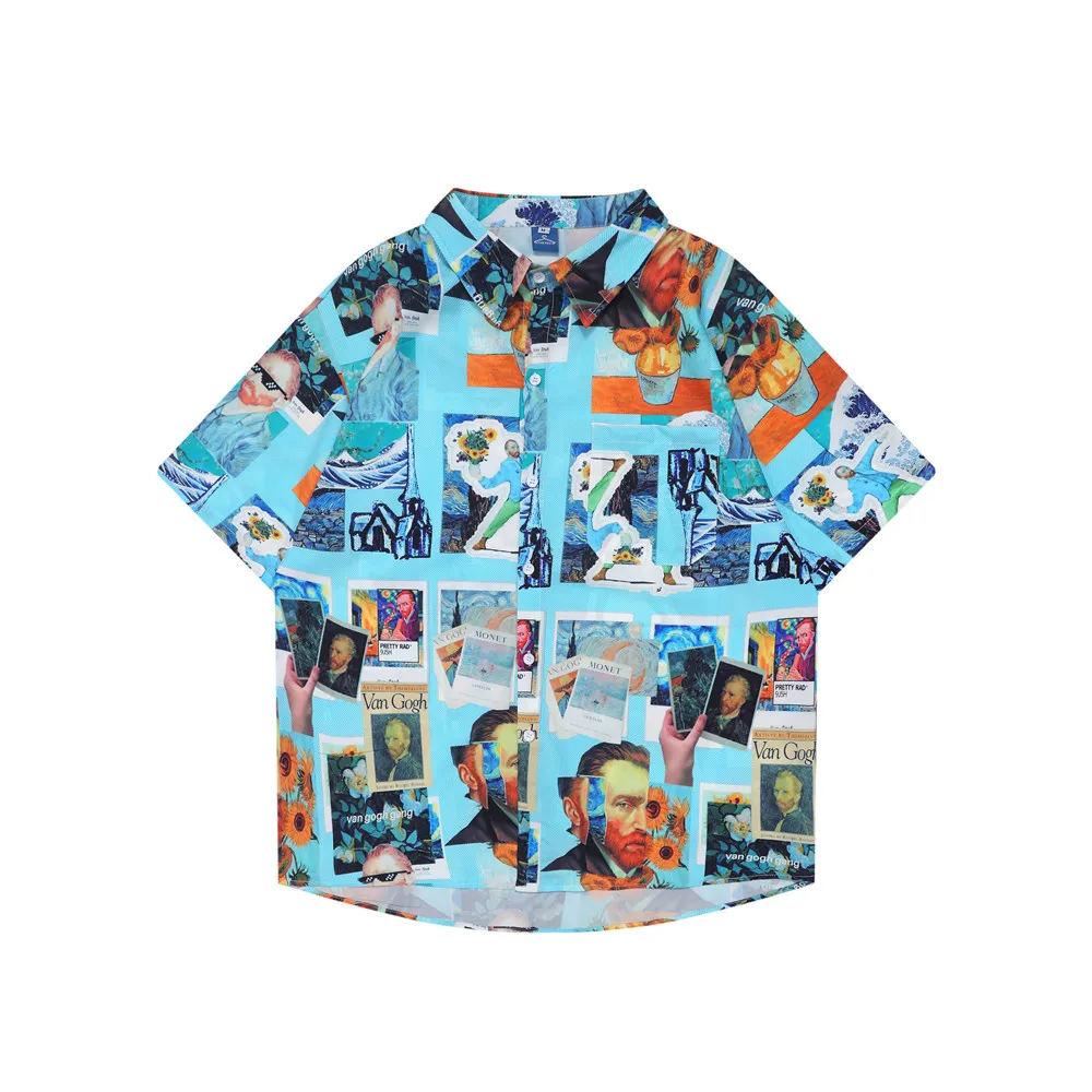 

OSCN7 Casual Printed Short Sleeve Shirt Men Street 2022 Hawaii Beach Oversize Women Fashion Harujuku Shirts for Men 5251