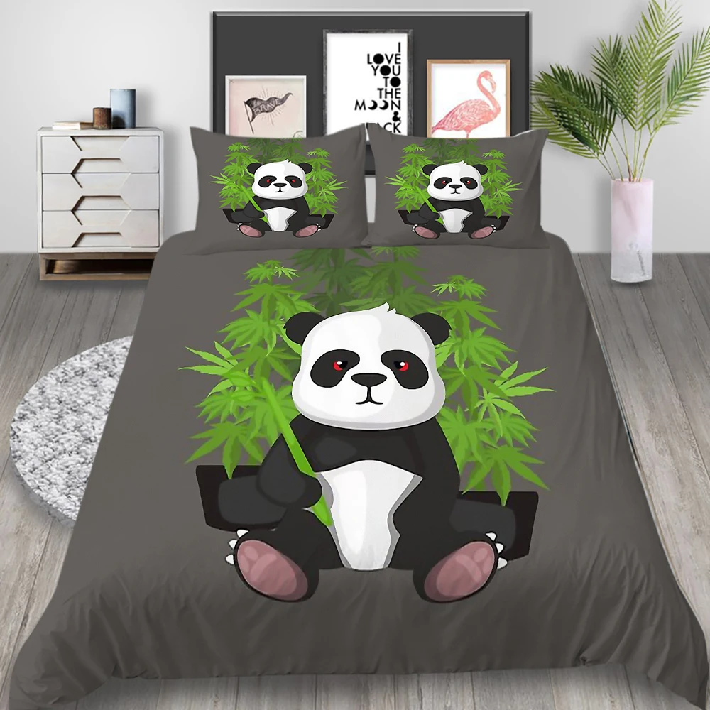 

European Pattern Hot Sale Soft Bedding Set 3d Digital Panda Printing 2/3pcs High Quality Duvet Cover Set ES/DE/EU/US Size