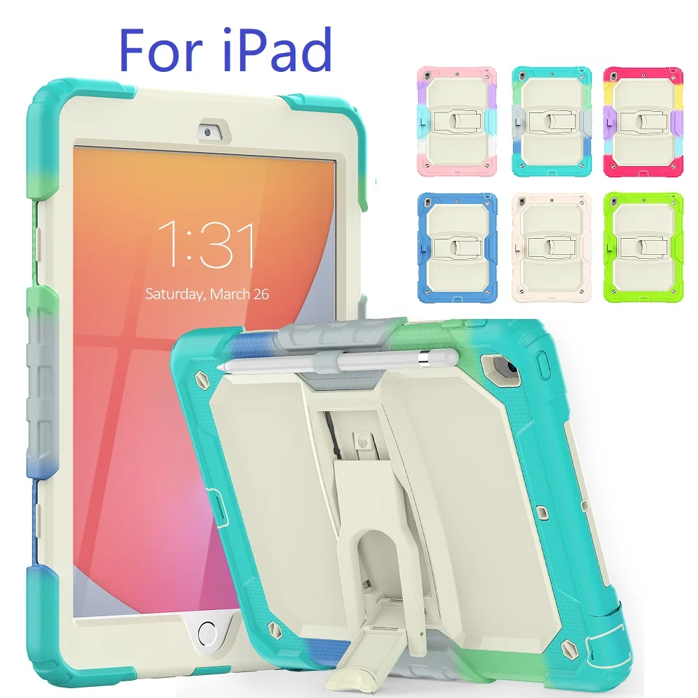 

Colorful Heavy Duty Tablet Case for Apple iPad Mini 4 5 6 Pro 9.7 Air 2 3 4 5 7th 8th 9th 10th Shockproof Protect Cover