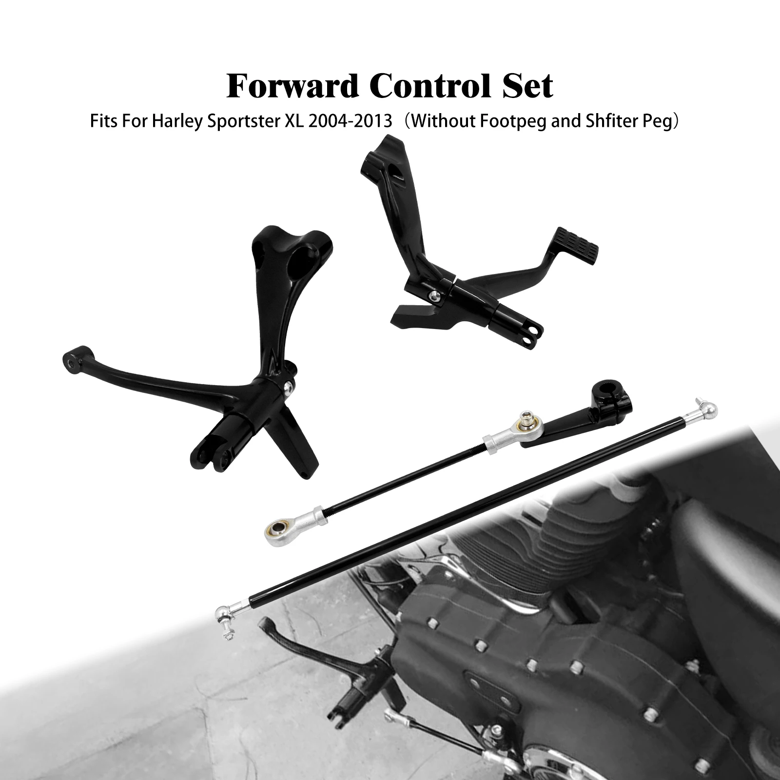 

Motorcycle Forward Controls Set Levers Linkage Kit Black For Harley Sportster 48 72 883 1200 XL Super Low Iron Custom 2004-2013